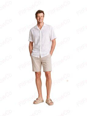 Zara Men White Linen Cotton Blend Short Sleeve Button Up Shirt Size S